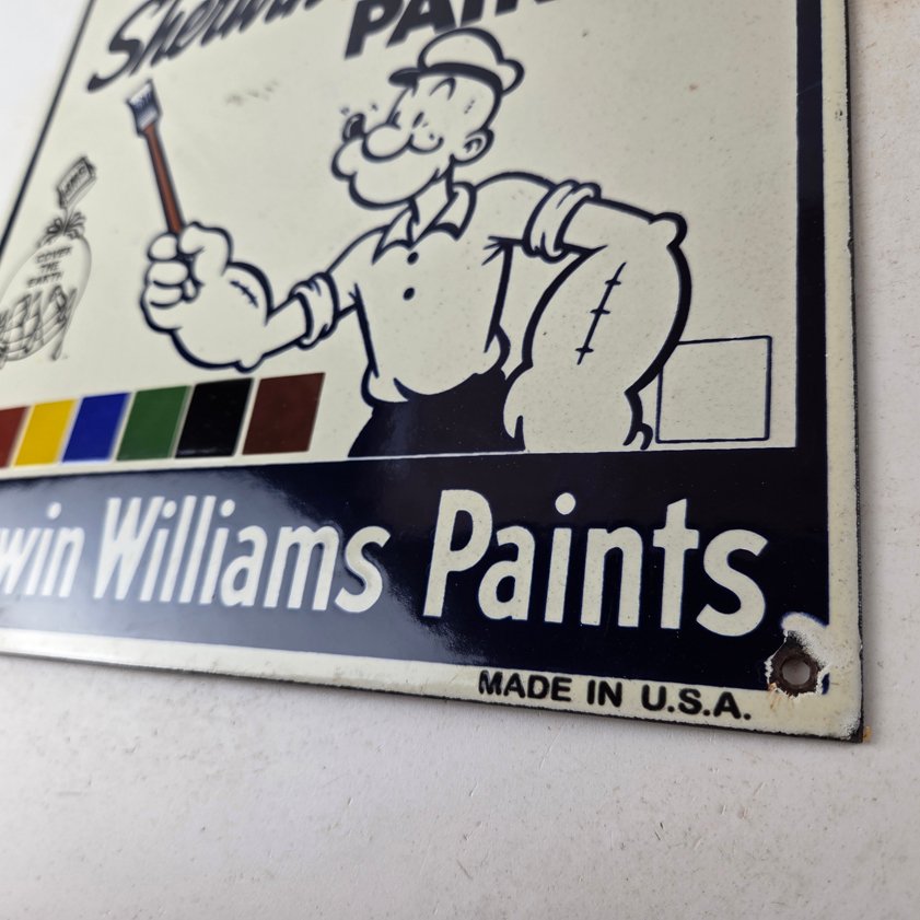Vintage Sherwin Williams Sign - Paint Brush Gas Pump Porcelain Color Chart Sign - Image 12