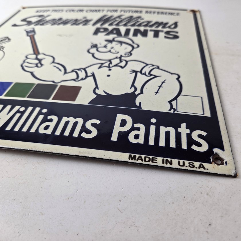 Vintage Sherwin Williams Sign - Paint Brush Gas Pump Porcelain Color Chart Sign - Image 13