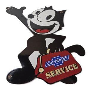 Vintage Chevrolet Porcelain Sign - Service Gas Pump Chevy FELIX Advertising Sign