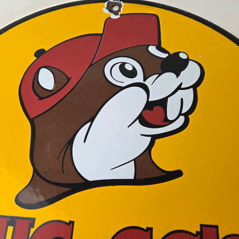Vintage Buc-ee's Sign - Bucee Beaver Gas Service Station Pump Porcelain Sign - Image 2