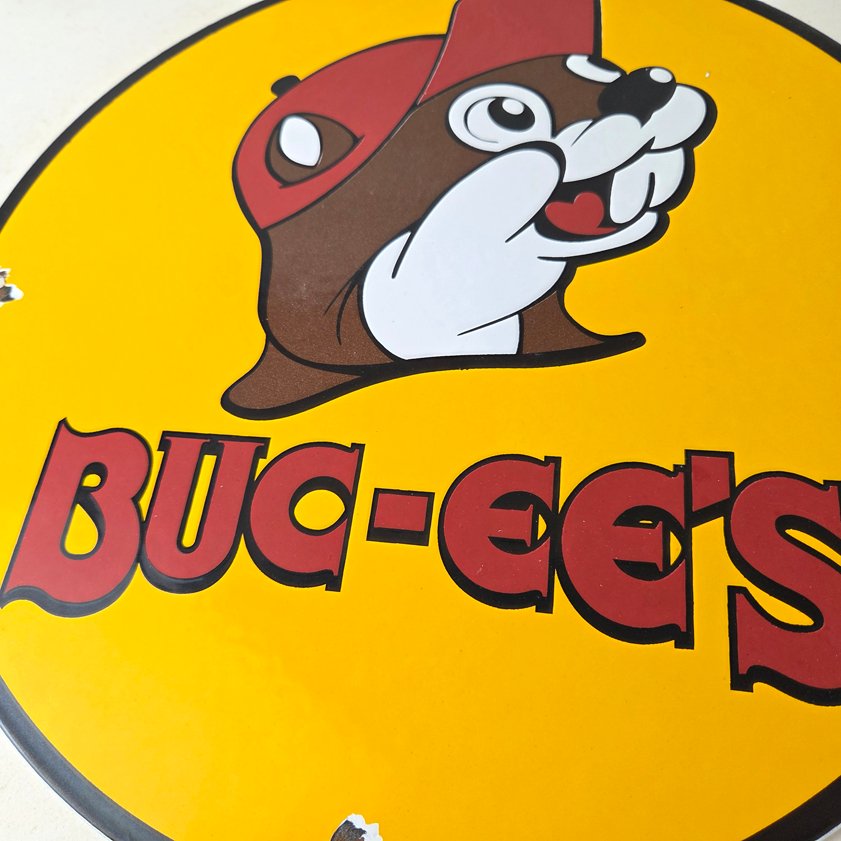Vintage Buc-ee's Sign - Bucee Beaver Gas Service Station Pump Porcelain Sign - Image 3