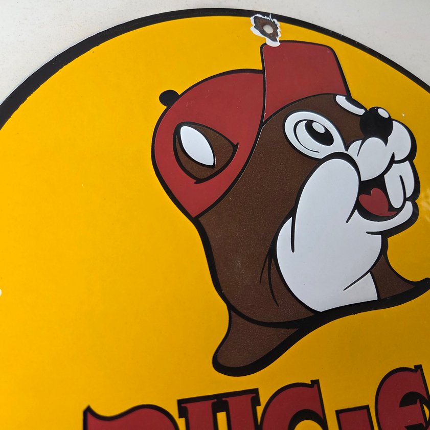 Vintage Buc-ee's Sign - Bucee Beaver Gas Service Station Pump Porcelain Sign - Image 4