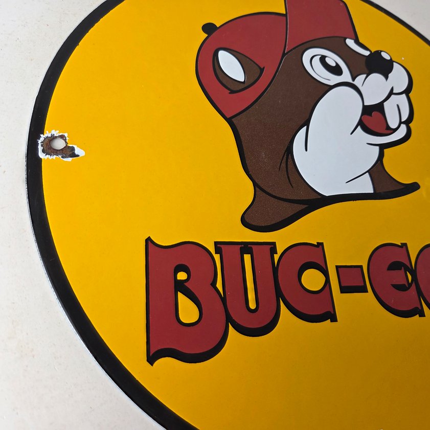 Vintage Buc-ee's Sign - Bucee Beaver Gas Service Station Pump Porcelain Sign - Image 5