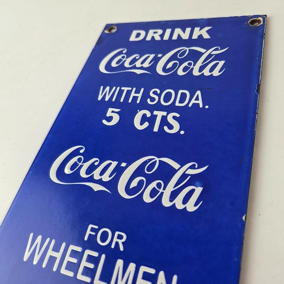 Vintage Coca Cola Porcelain Sign - Drink Soda Bottles Gas Pump Service Sign - Image 13