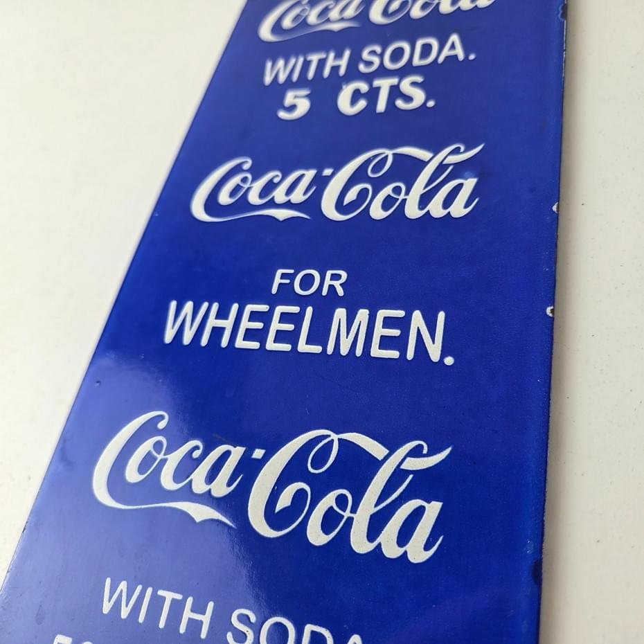 Vintage Coca Cola Porcelain Sign - Drink Soda Bottles Gas Pump Service Sign - Image 14