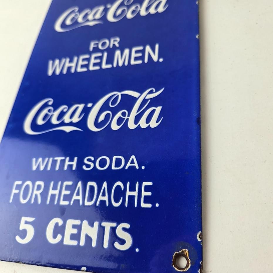 Vintage Coca Cola Porcelain Sign - Drink Soda Bottles Gas Pump Service Sign - Image 15
