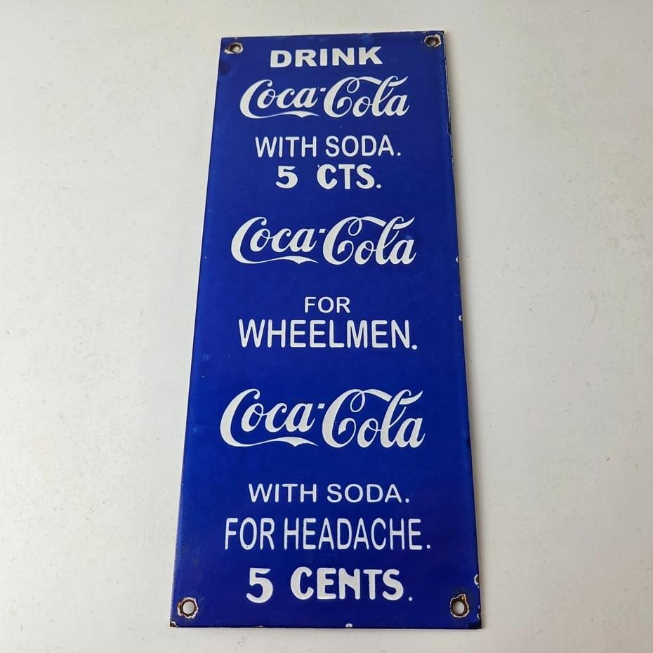 Vintage Coca Cola Porcelain Sign - Drink Soda Bottles Gas Pump Service Sign - Image 16