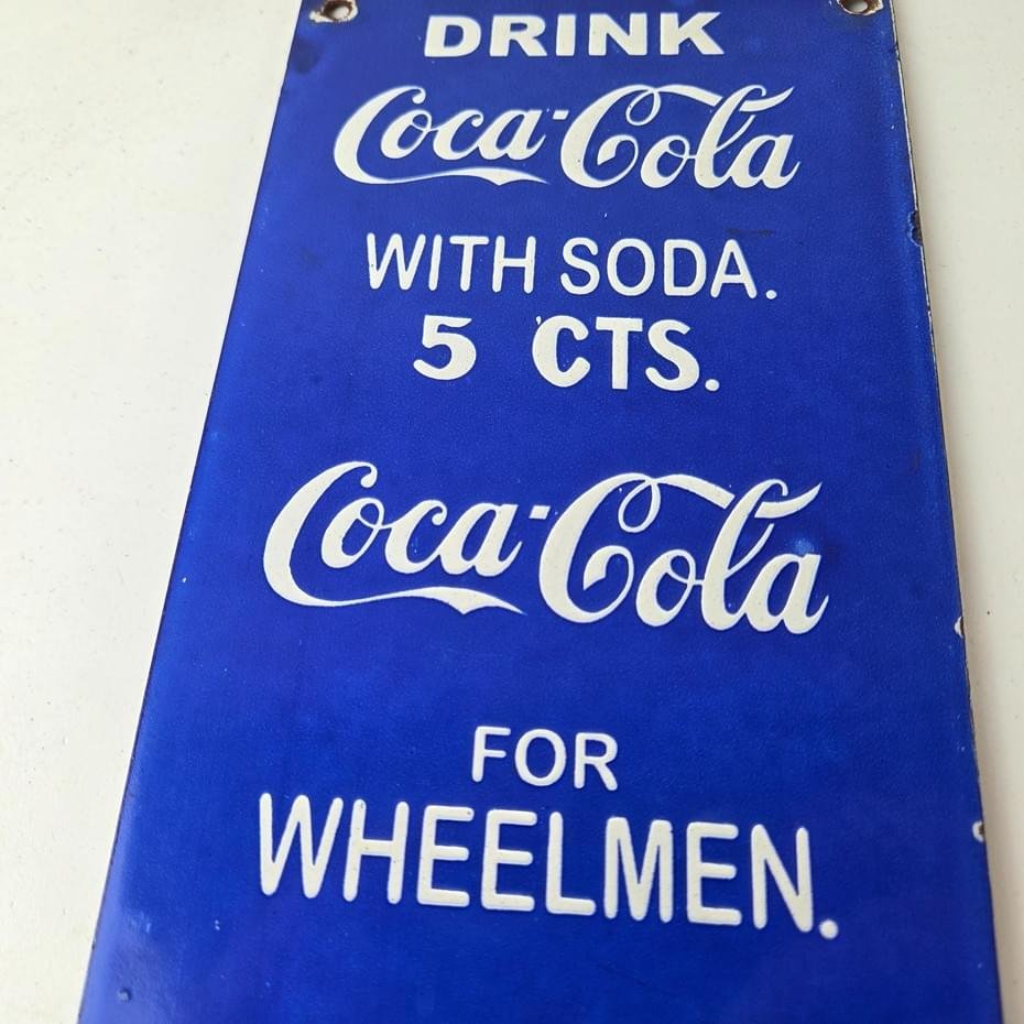 Vintage Coca Cola Porcelain Sign - Drink Soda Bottles Gas Pump Service Sign - Image 3