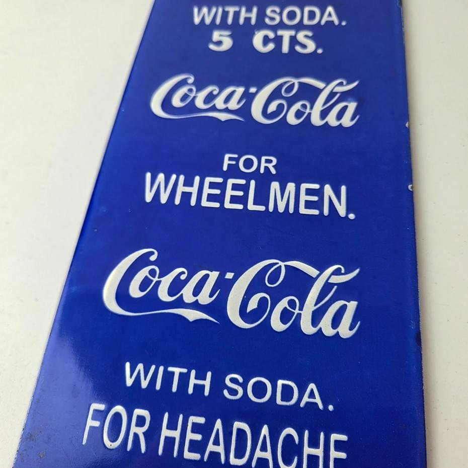 Vintage Coca Cola Porcelain Sign - Drink Soda Bottles Gas Pump Service Sign - Image 4
