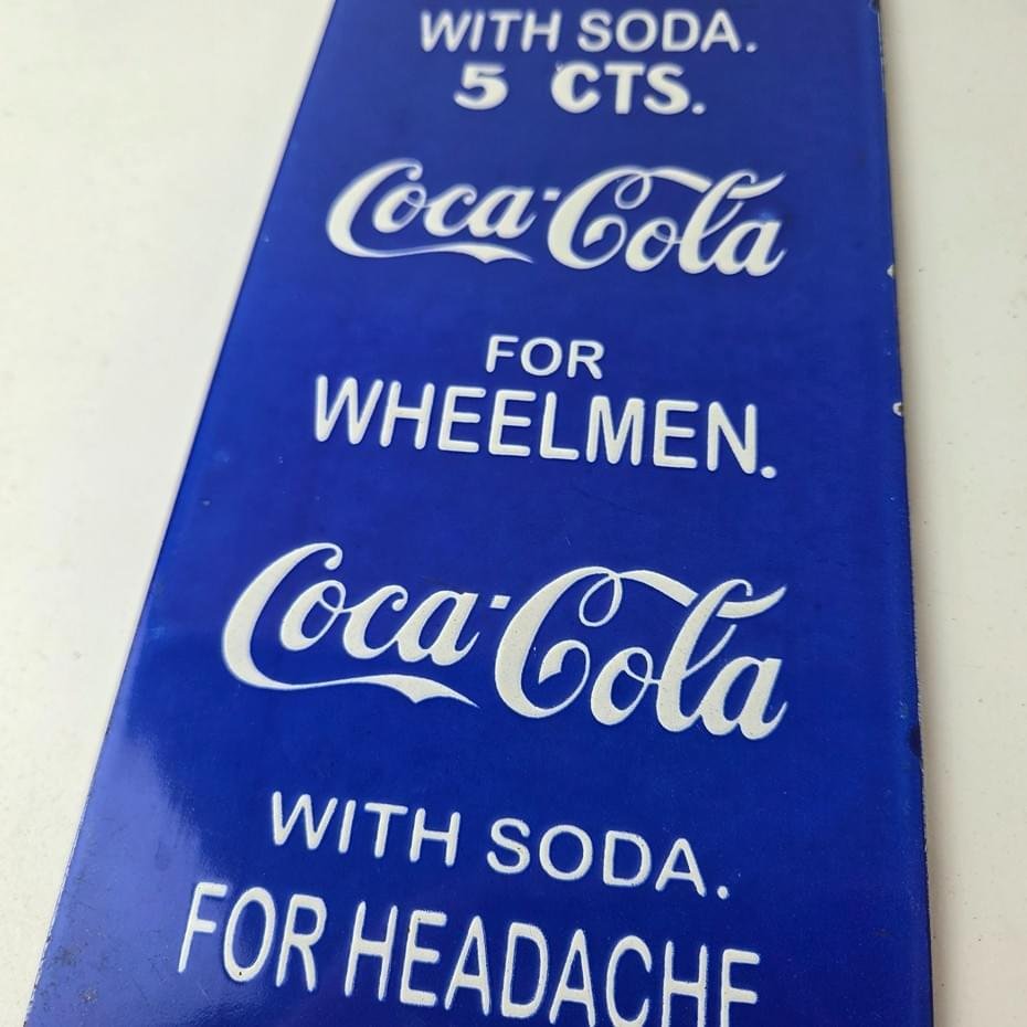 Vintage Coca Cola Porcelain Sign - Drink Soda Bottles Gas Pump Service Sign - Image 5