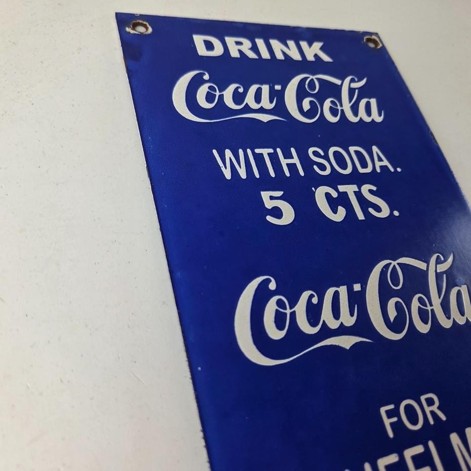 Vintage Coca Cola Porcelain Sign - Drink Soda Bottles Gas Pump Service Sign - Image 6