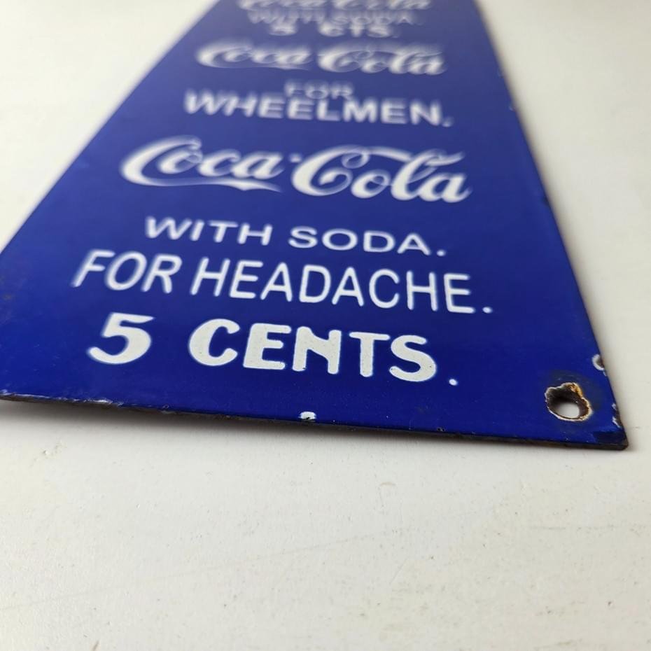 Vintage Coca Cola Porcelain Sign - Drink Soda Bottles Gas Pump Service Sign - Image 10