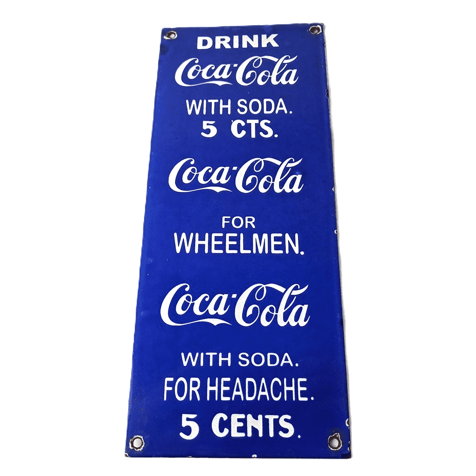 Vintage Coca Cola Porcelain Sign - Drink Soda Bottles Gas Pump Service Sign