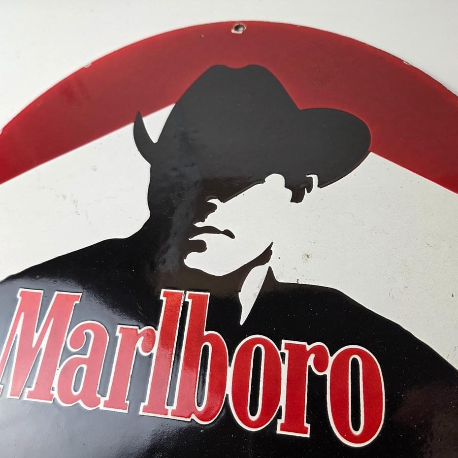 Vintage Marlboro Cigarette Sign - Porcelain Tobacco Gas Pump Plate Sign - Image 3
