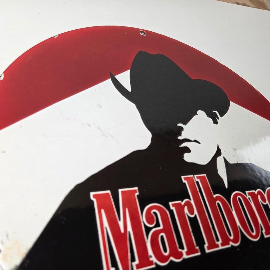 Vintage Marlboro Cigarette Sign - Porcelain Tobacco Gas Pump Plate Sign - Image 5
