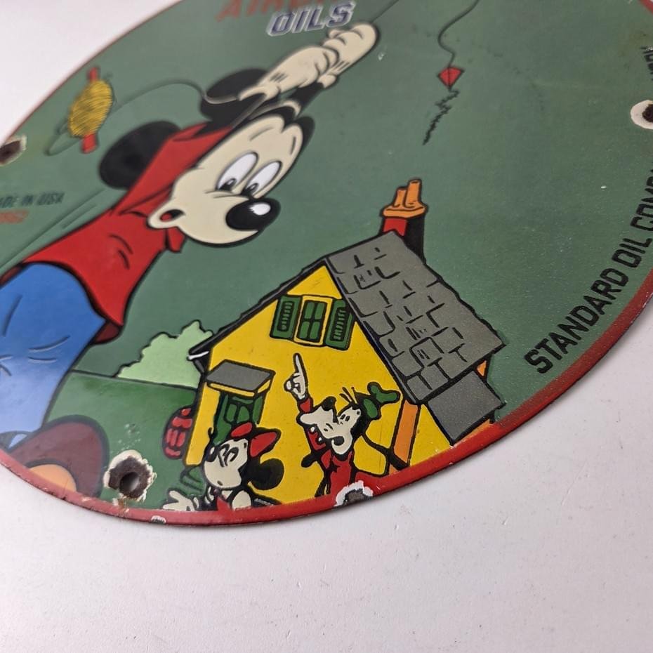 Vintage Socony Aircraft Oils Sign - Mickey Standard Oil Service Porcelain Sign - Image 14