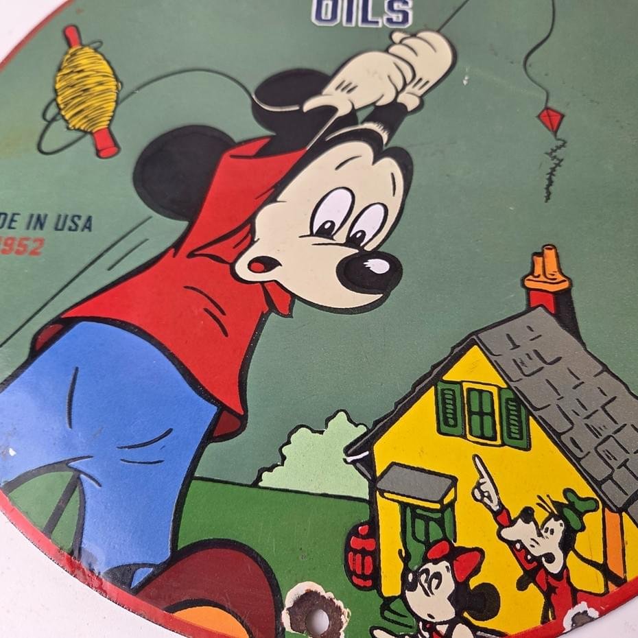 Vintage Socony Aircraft Oils Sign - Mickey Standard Oil Service Porcelain Sign - Image 4