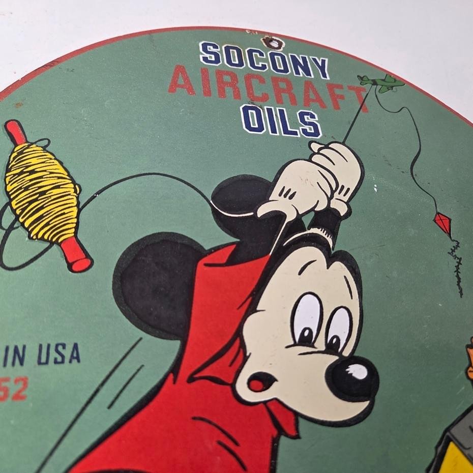 Vintage Socony Aircraft Oils Sign - Mickey Standard Oil Service Porcelain Sign - Image 5