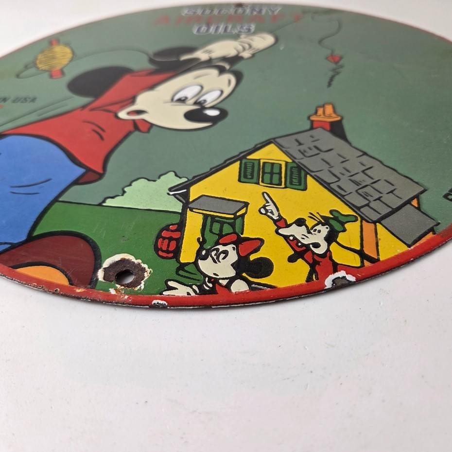 Vintage Socony Aircraft Oils Sign - Mickey Standard Oil Service Porcelain Sign - Image 10