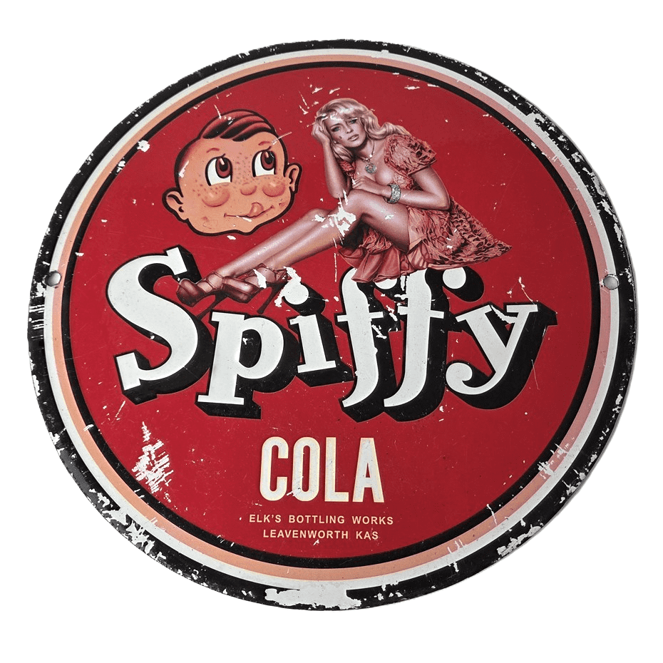 Vintage Spiffy Cola Porcelain Sign - Shop Soda Advertising Gas Pump Service Sign