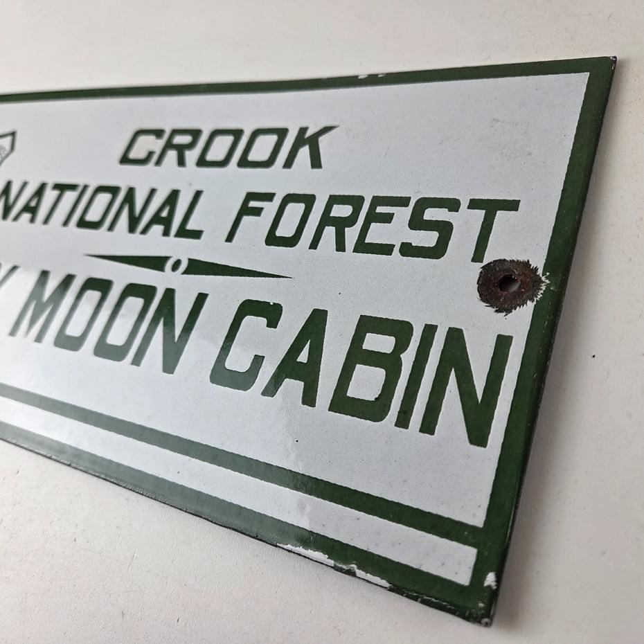 Vintage Forest Service Sign - Honey Moon Cabin Porcelain National Park Gas Sign - Image 11