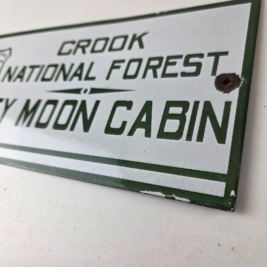Vintage Forest Service Sign - Honey Moon Cabin Porcelain National Park Gas Sign - Image 12