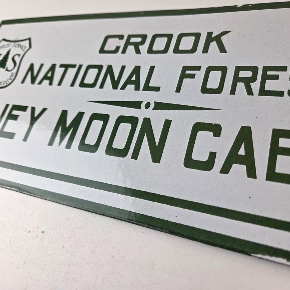 Vintage Forest Service Sign - Honey Moon Cabin Porcelain National Park Gas Sign - Image 13
