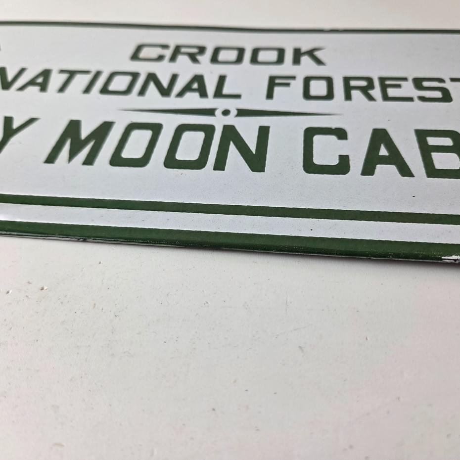 Vintage Forest Service Sign - Honey Moon Cabin Porcelain National Park Gas Sign - Image 14