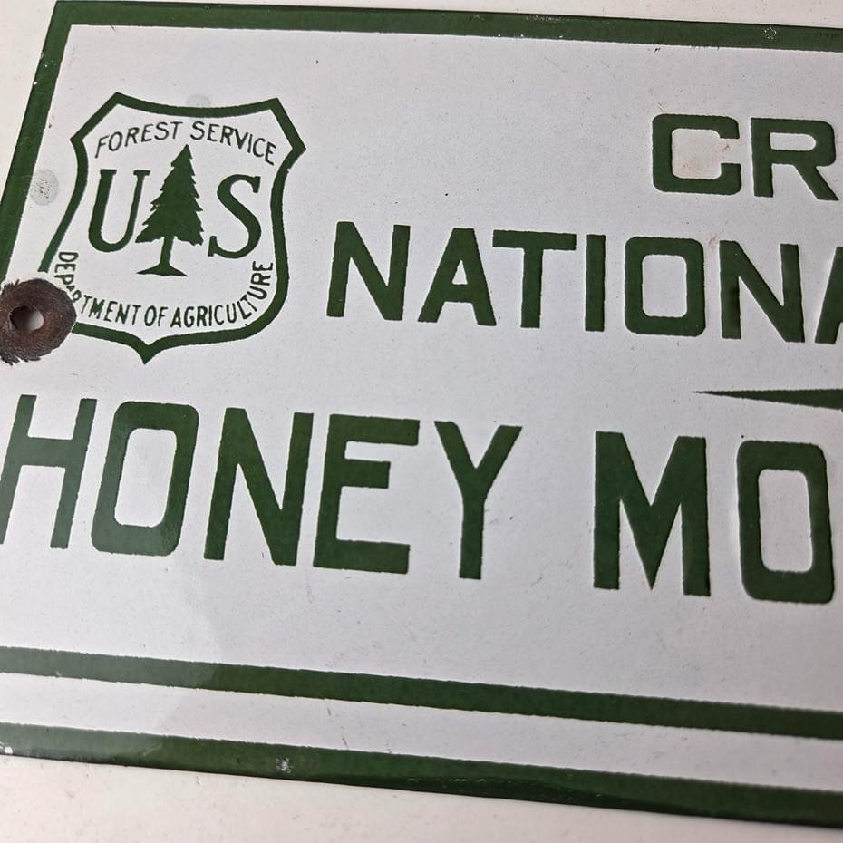 Vintage Forest Service Sign - Honey Moon Cabin Porcelain National Park Gas Sign - Image 3