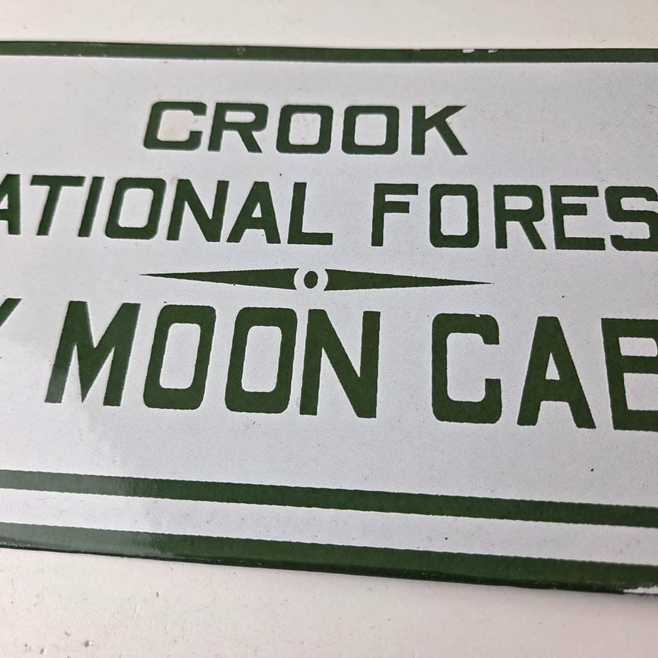 Vintage Forest Service Sign - Honey Moon Cabin Porcelain National Park Gas Sign - Image 4
