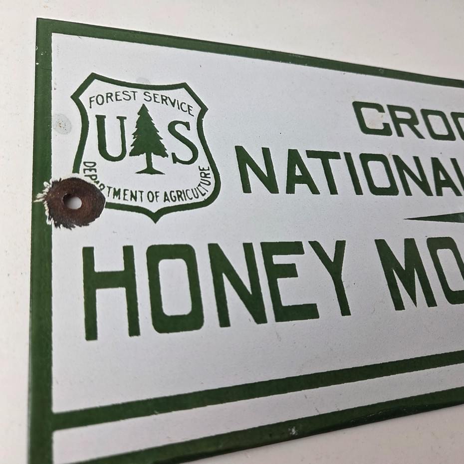 Vintage Forest Service Sign - Honey Moon Cabin Porcelain National Park Gas Sign - Image 5