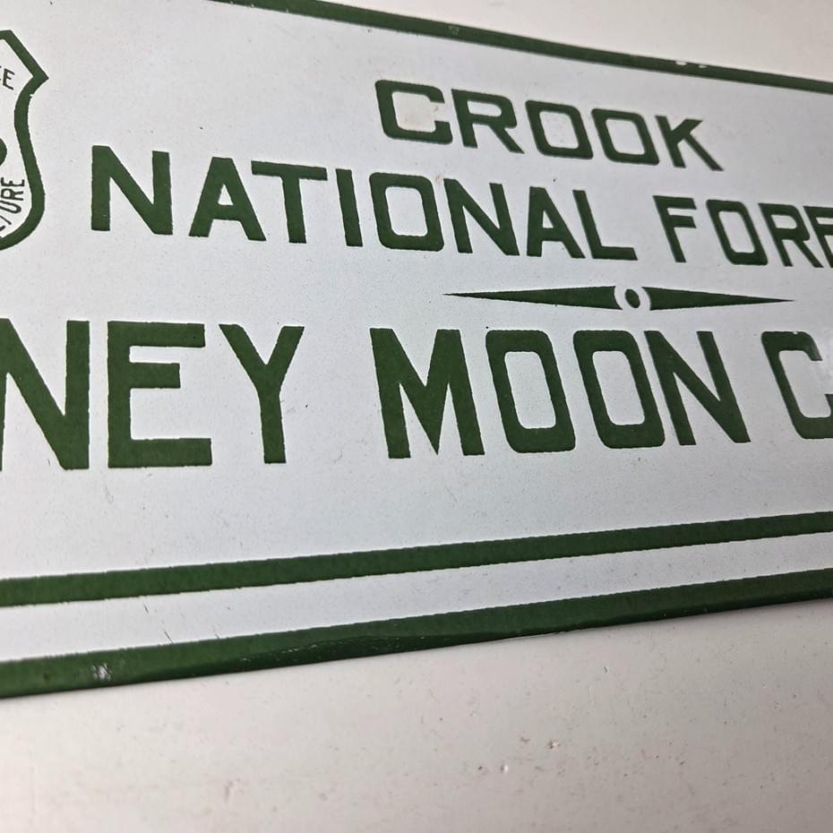 Vintage Forest Service Sign - Honey Moon Cabin Porcelain National Park Gas Sign - Image 10