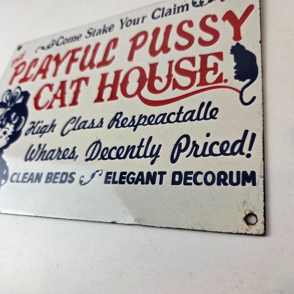 Vintage Cat House Sign - Basement Room Bed for Sale Gas Service Saloon Sign - Image 9