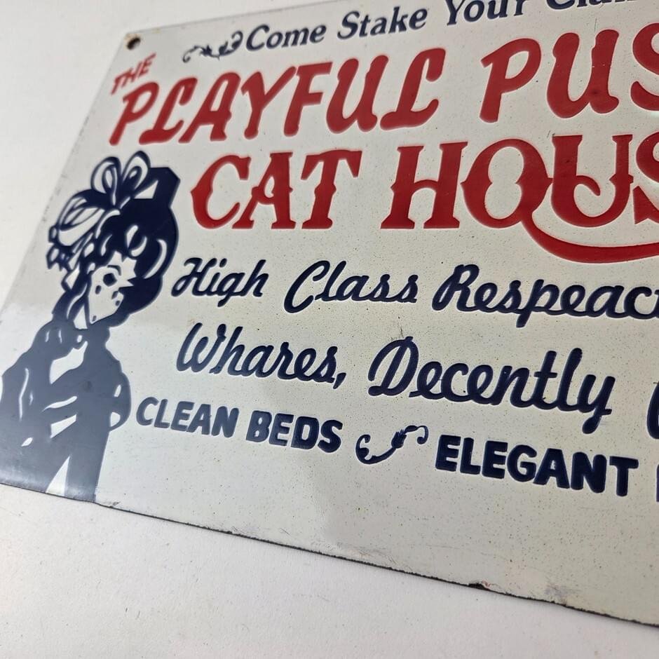 Vintage Cat House Sign - Basement Room Bed for Sale Gas Service Saloon Sign - Image 10