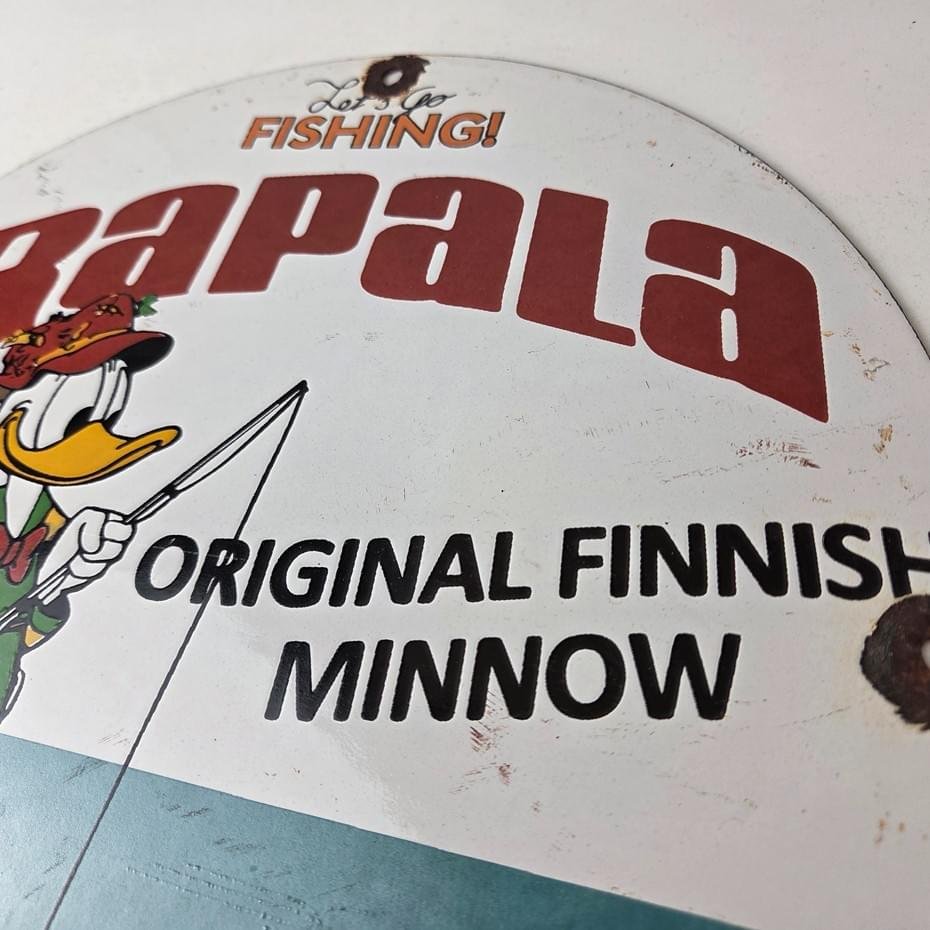 Vintage Rapala Fishing Lures Sign - Advertisement Gas Pump Porcelain Sign - Image 12