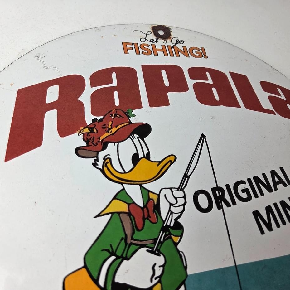 Vintage Rapala Fishing Lures Sign - Advertisement Gas Pump Porcelain Sign - Image 5