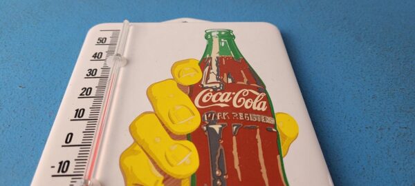 VINTAGE COCA COLA PORCELAIN GAS SODA BOTTLE HAND REFRESH AD SIGN THERMOMETER 305261147730 11