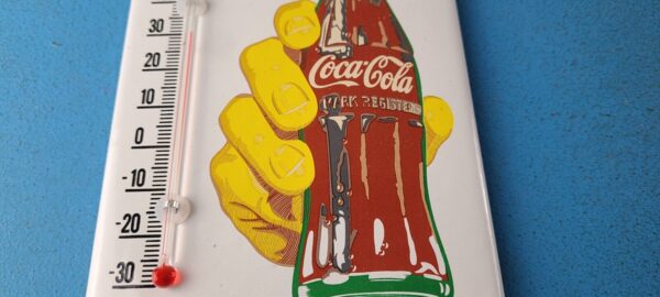 VINTAGE COCA COLA PORCELAIN GAS SODA BOTTLE HAND REFRESH AD SIGN THERMOMETER 305261147730 3