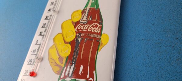 VINTAGE COCA COLA PORCELAIN GAS SODA BOTTLE HAND REFRESH AD SIGN THERMOMETER 305261147730 8