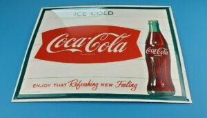 VINTAGE COCA COLA PORCELAIN ICE COLD 16 SODA BOTTLES GENERAL STORE GAS SIGN 305860692350