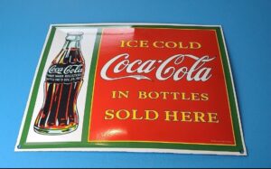 VINTAGE COCA COLA PORCELAIN ICE COLD GAS SODA BOTTLES GENERAL STORE PUMP SIGN 305849010910