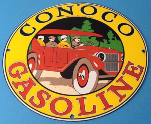 VINTAGE CONOCO GASOLINE PORCELAIN 1926 FORD AUTO CAR SERVICE STATION SIGN 305221195930
