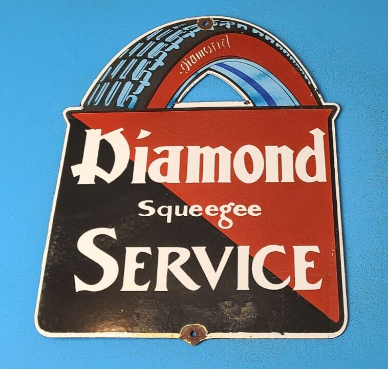 VINTAGE DIAMOND SERVICE PORCELAIN TIRES GAS STATION PUMP PLATE AUTOMOBILE SIGN 305151468230