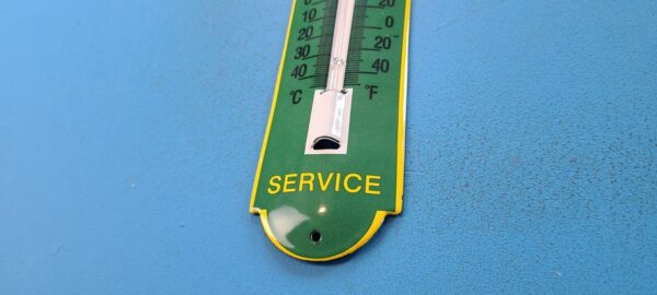 VINTAGE JOHN DEERE PORCELAIN GAS AUTOMOBILE FARM TRACTOR AD SIGN THERMOMETER 305730471690 10