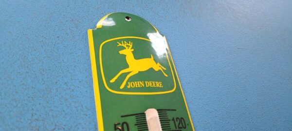 VINTAGE JOHN DEERE PORCELAIN GAS AUTOMOBILE FARM TRACTOR AD SIGN THERMOMETER 305730471690 5