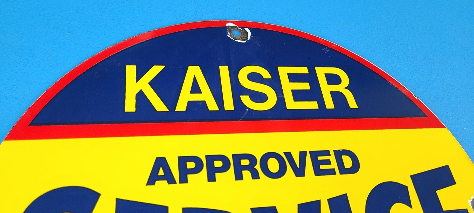 VINTAGE KAISER FRAZER PORCELAIN AMERICAN GAS AUTOMOBILE SERVICE DEALER SIGN - Image 5