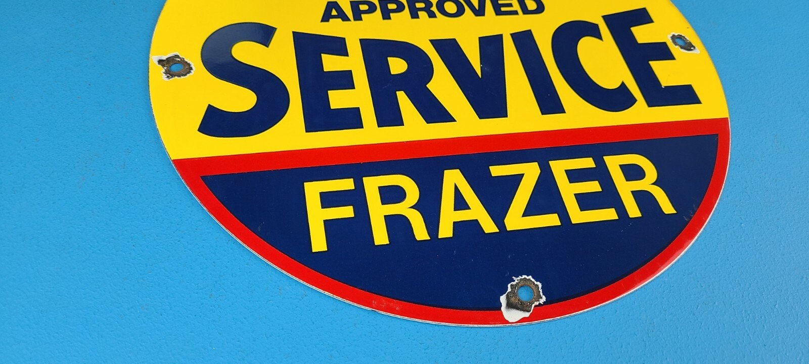 VINTAGE KAISER FRAZER PORCELAIN AMERICAN GAS AUTOMOBILE SERVICE DEALER SIGN - Image 7