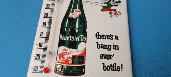 VINTAGE MOUNTAIN DEW PORCELAIN GAS SODA GLASS BOTTLE SODA AD SIGN THERMOMETER 305083940670 3
