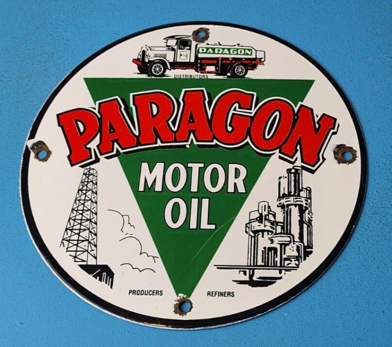 VINTAGE PARAGON GASOLINE PORCELAIN GAS SERVICE STATION REFINERY PUMP PLATE SIGN 306058536540