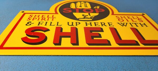 VINTAGE SHELL GASOLINE PORCELAIN GAS FILL UP SERVICE STATION PUMP PLATE SIGN 305751835190 11